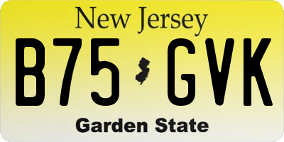 NJ license plate B75GVK