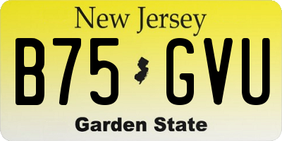 NJ license plate B75GVU