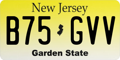 NJ license plate B75GVV