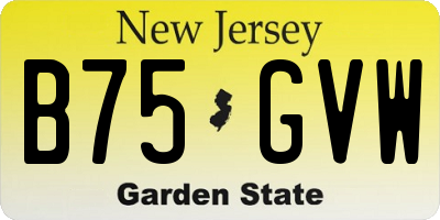 NJ license plate B75GVW