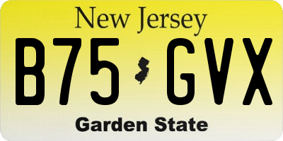 NJ license plate B75GVX