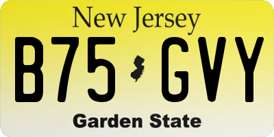 NJ license plate B75GVY