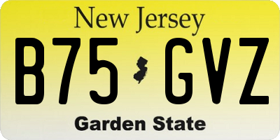 NJ license plate B75GVZ
