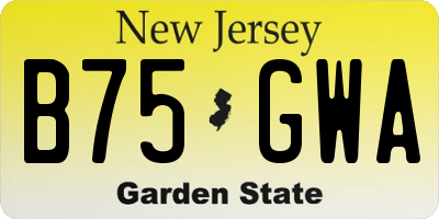 NJ license plate B75GWA