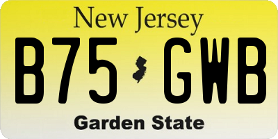 NJ license plate B75GWB