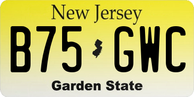 NJ license plate B75GWC