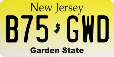 NJ license plate B75GWD