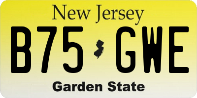 NJ license plate B75GWE