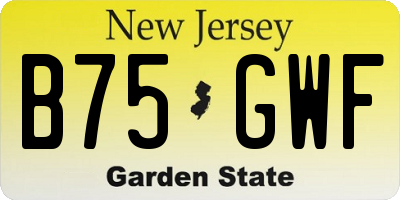 NJ license plate B75GWF