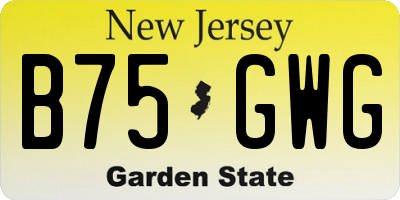 NJ license plate B75GWG