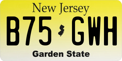 NJ license plate B75GWH