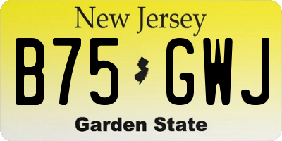 NJ license plate B75GWJ