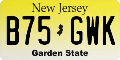 NJ license plate B75GWK