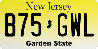 NJ license plate B75GWL