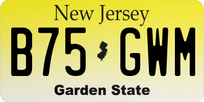 NJ license plate B75GWM