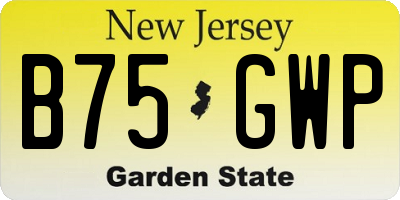 NJ license plate B75GWP