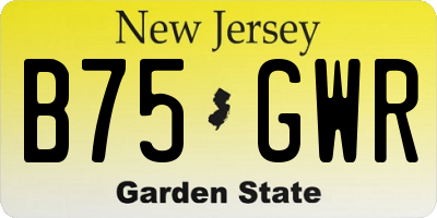 NJ license plate B75GWR