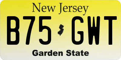 NJ license plate B75GWT