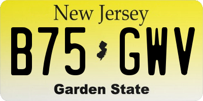 NJ license plate B75GWV