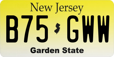 NJ license plate B75GWW