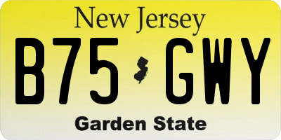 NJ license plate B75GWY