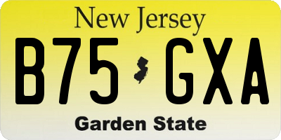 NJ license plate B75GXA