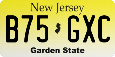 NJ license plate B75GXC