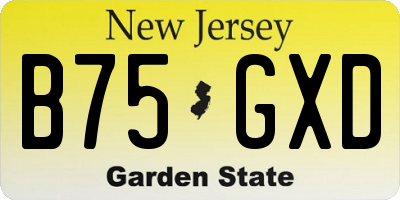 NJ license plate B75GXD