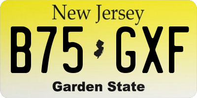 NJ license plate B75GXF