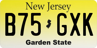 NJ license plate B75GXK