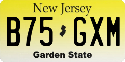 NJ license plate B75GXM