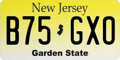 NJ license plate B75GXO