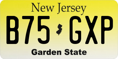 NJ license plate B75GXP