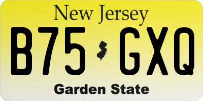 NJ license plate B75GXQ