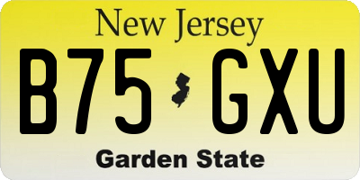NJ license plate B75GXU