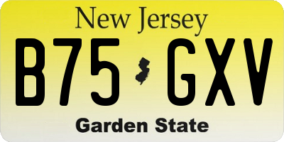 NJ license plate B75GXV
