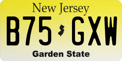 NJ license plate B75GXW