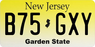 NJ license plate B75GXY