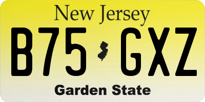 NJ license plate B75GXZ