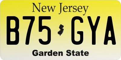 NJ license plate B75GYA