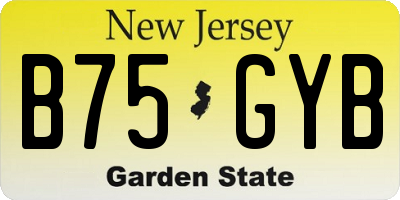 NJ license plate B75GYB