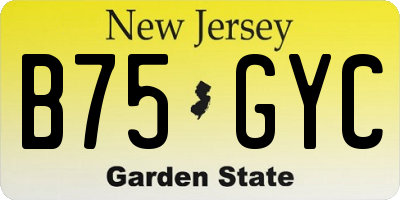 NJ license plate B75GYC