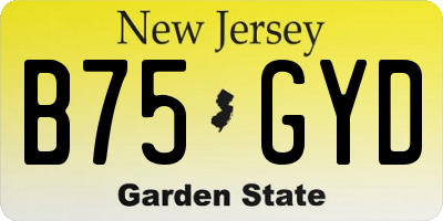 NJ license plate B75GYD