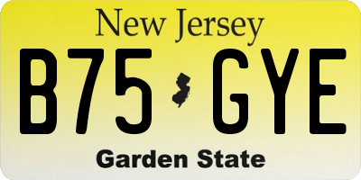 NJ license plate B75GYE