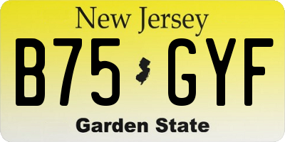 NJ license plate B75GYF