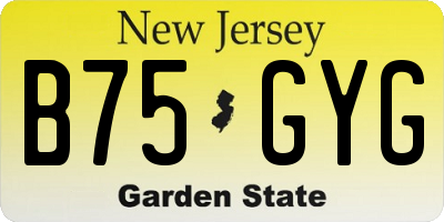 NJ license plate B75GYG