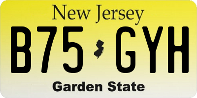 NJ license plate B75GYH