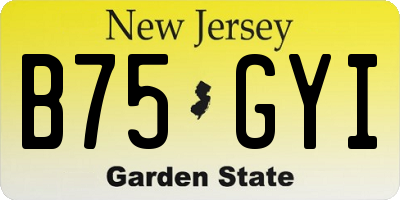 NJ license plate B75GYI