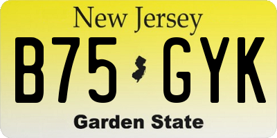 NJ license plate B75GYK