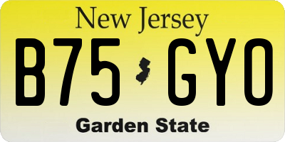 NJ license plate B75GYO